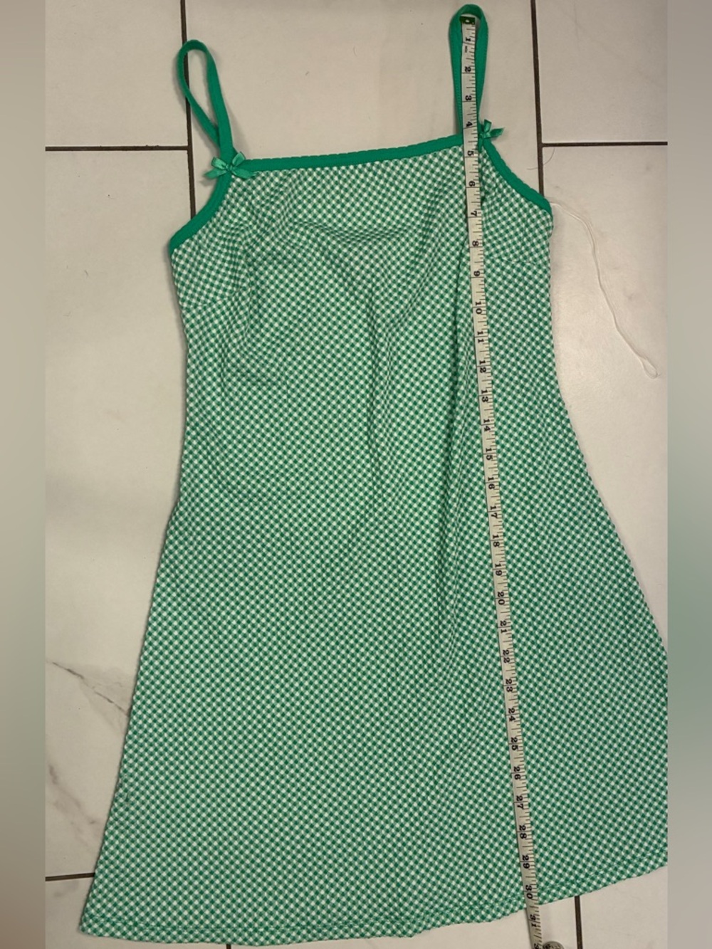 Green Gingham Slip Dress - Lightweight Summer Dress